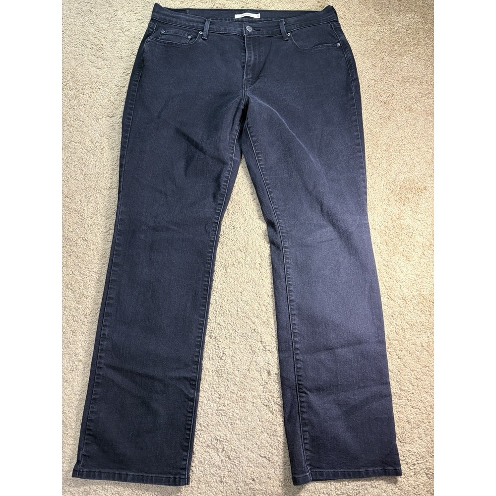 Levis 505 Straight Leg Jeans Women 16M Black Denim‎ Mid Rise Preppy